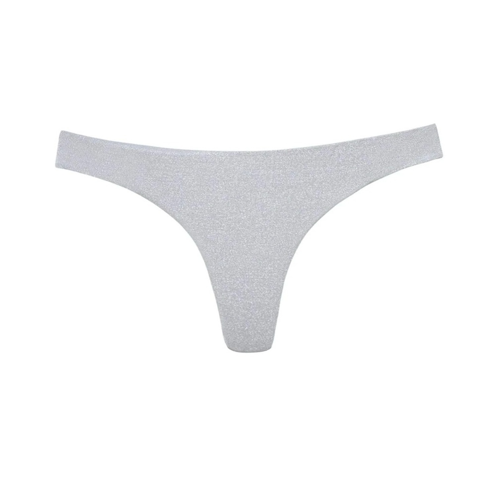 PQ Swim Silver Basic Ruched Bottoms, teeny NWT